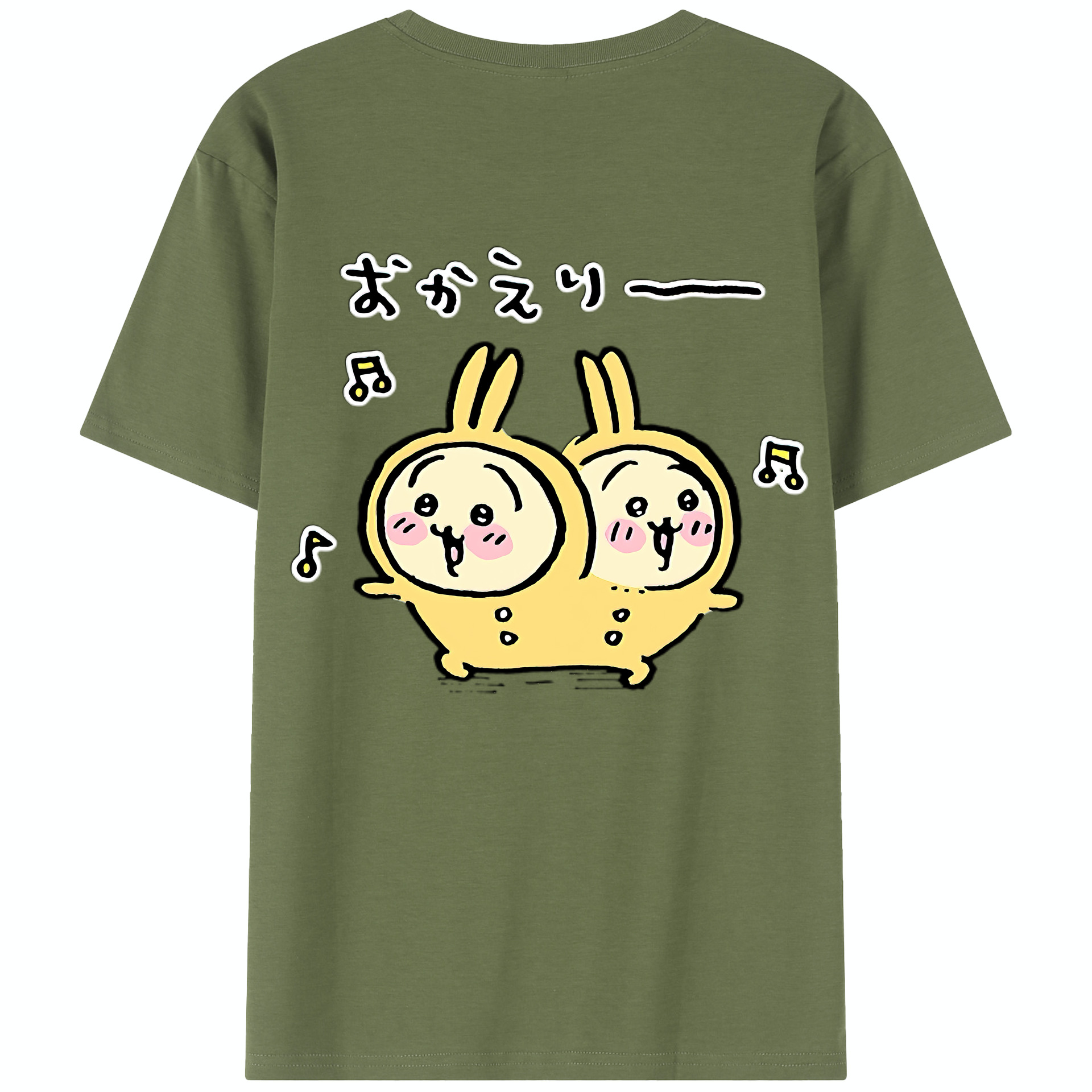 （画像用） ちいかわ うさぎ Chii-kawa usagi 綿100％半袖Tシャツ（背面プリント）